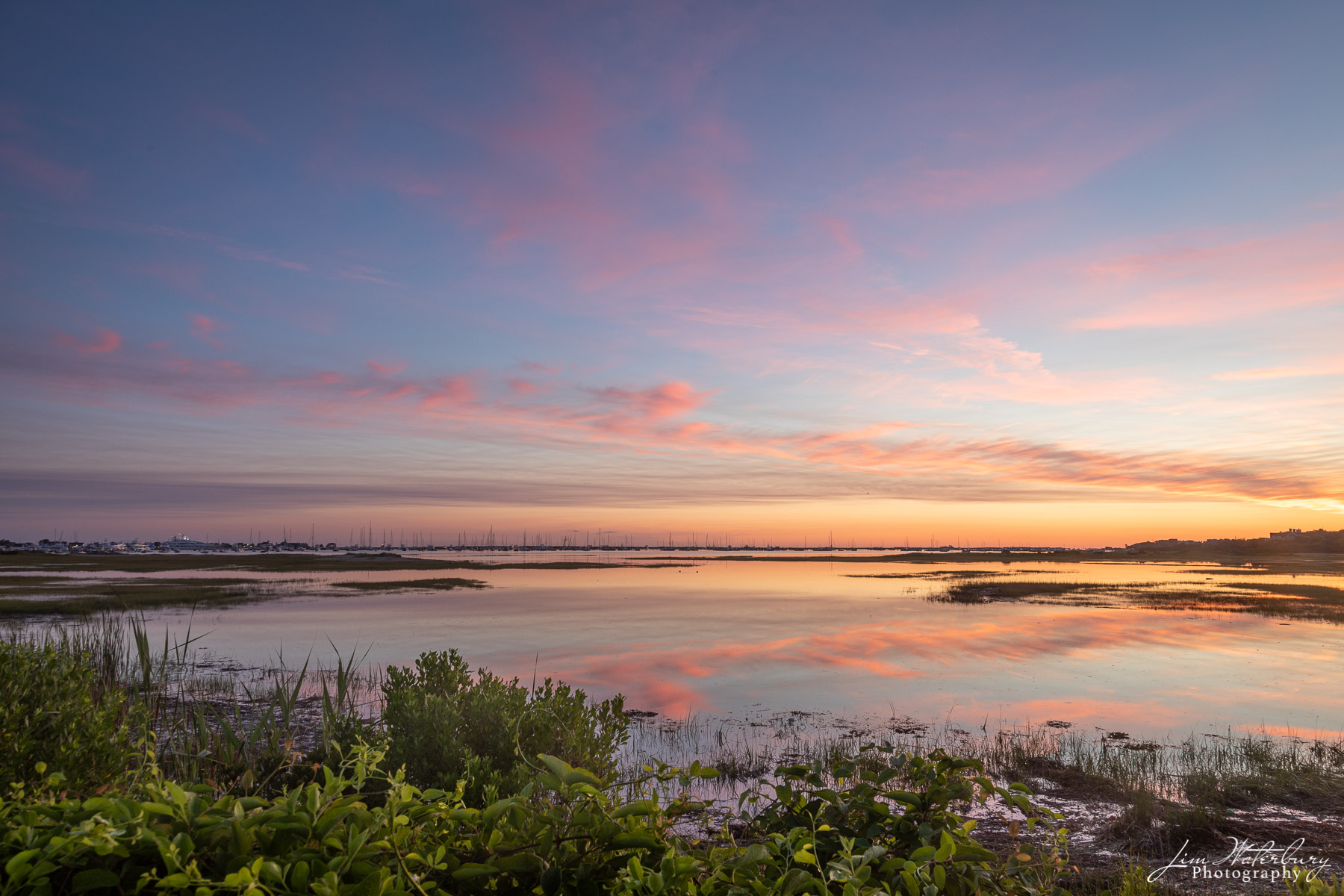 East Creek Early morning clouds and reflections looking across the conservation land and "The Creeks" from East Creek on Nantucket.