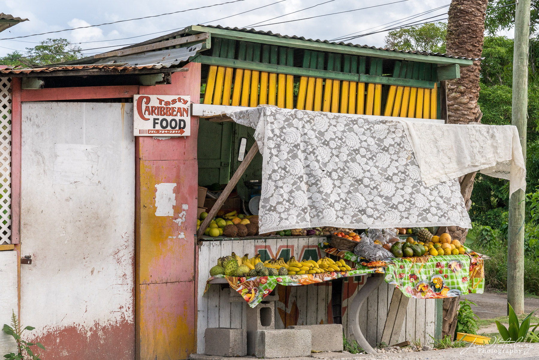 Farm Stand A Caribbean food stand, stocked with local fruits and vegetables, in St. Philip Parish in Antigua.