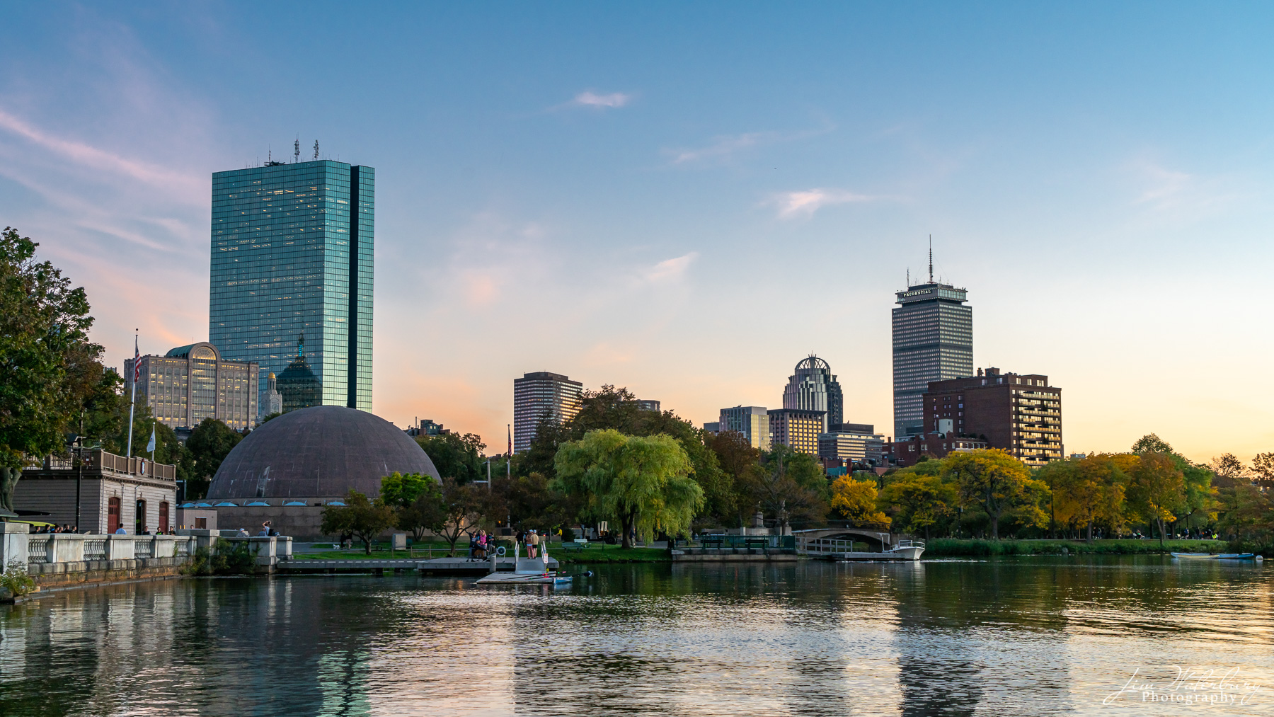 From the Charles The Prudential Center and downtown Boston from the Charles River, in the evening light of a sunny October day.