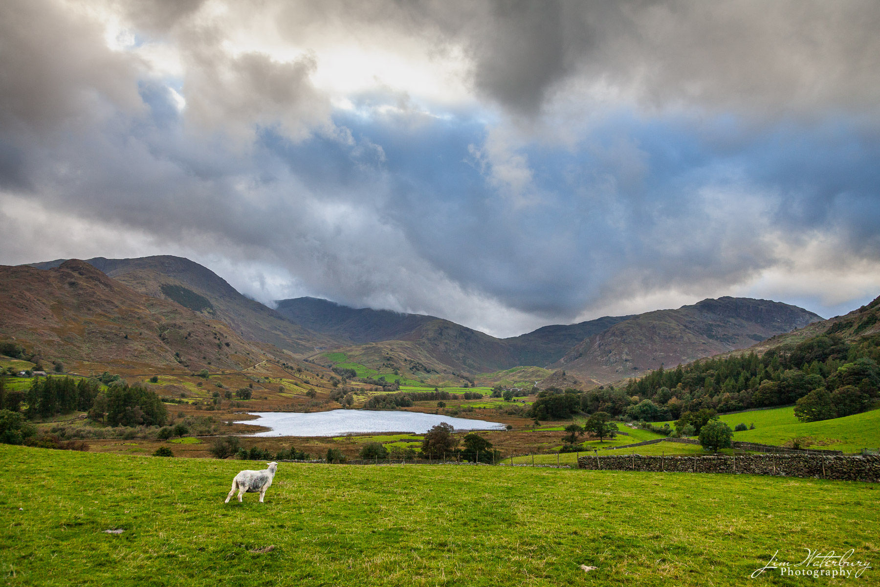 View of Little Langdale Tarn from local farm