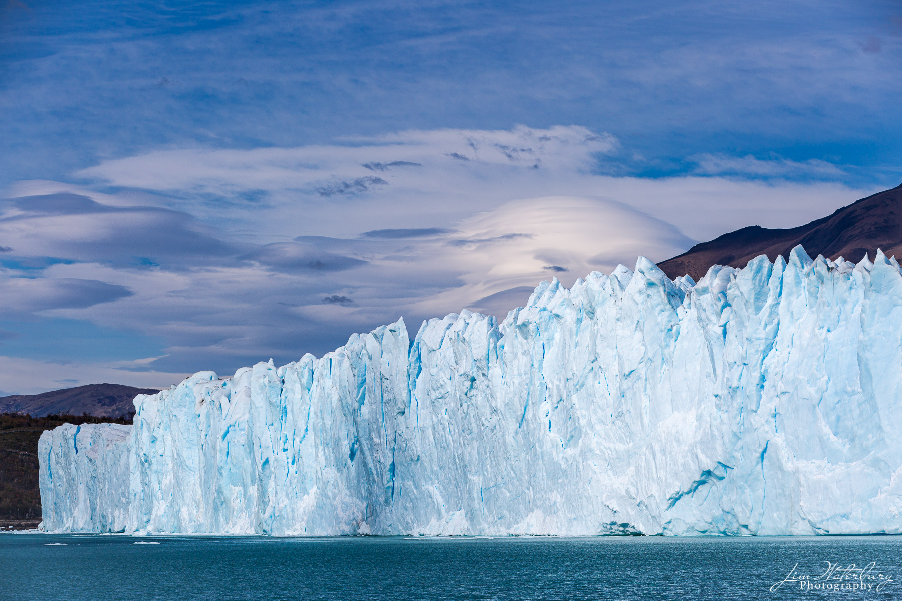 Wall of the Perito Moreno Glacier in Los Glaciares National Park in Argentina.