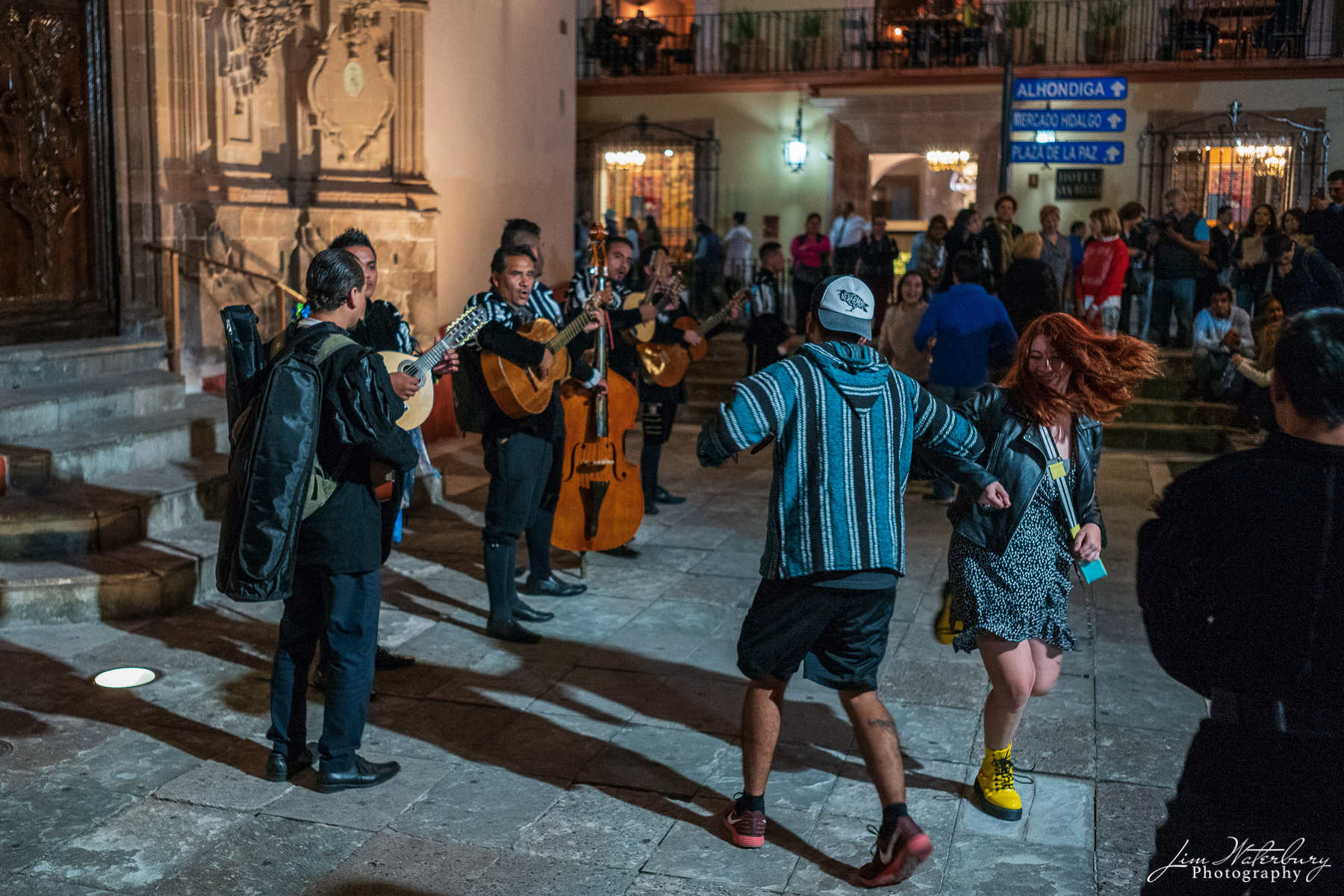 Mexican Dance A couple dance in front of the main cathedral in Guanajuato to the music of a local Mexican band.